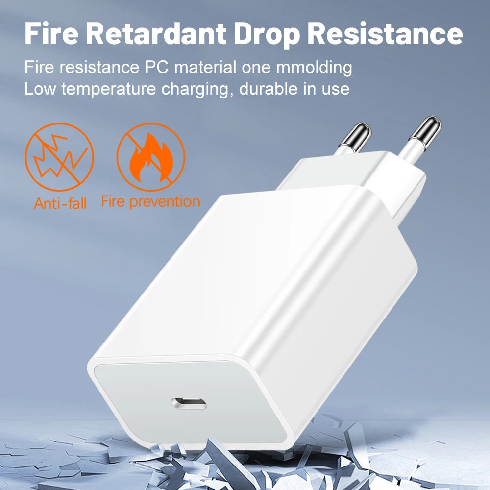 2 in 1 20W Fast Charger For iPhone 13 12 11 14 Pro Max Fast Charging 8 Plus XS MAX With PD Cable