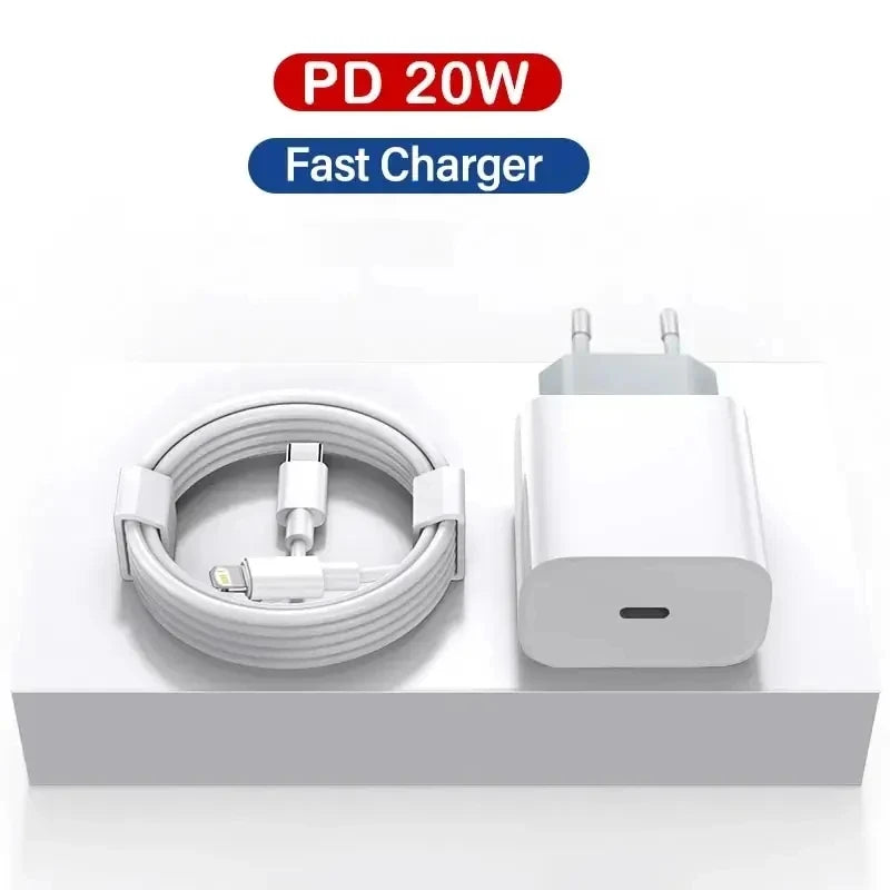 2 in 1 20W Fast Charger For iPhone 13 12 11 14 Pro Max Fast Charging 8 Plus XS MAX With PD Cable