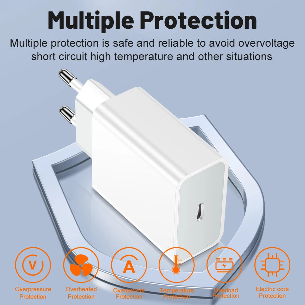 2 in 1 20W Fast Charger For iPhone 13 12 11 14 Pro Max Fast Charging 8 Plus XS MAX With PD Cable