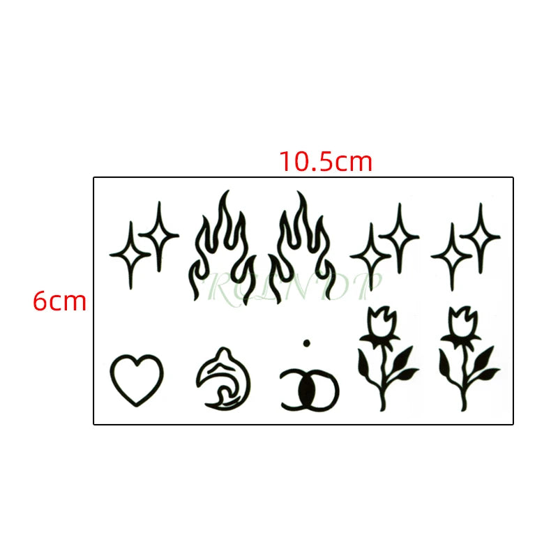 Waterproof Temporary Tattoo Sticker Flame Love Heart Flower Star Element Body Art Fake Tatto Flash Tatoo for Men Women