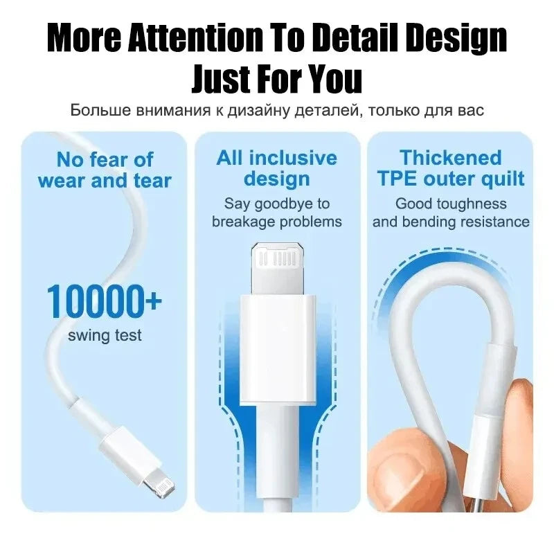 2 in 1 20W Fast Charger For iPhone 13 12 11 14 Pro Max Fast Charging 8 Plus XS MAX With PD Cable