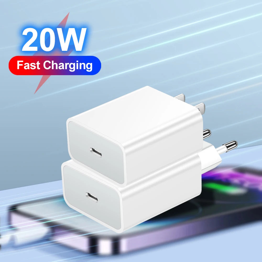 2 in 1 20W Fast Charger For iPhone 13 12 11 14 Pro Max Fast Charging 8 Plus XS MAX With PD Cable