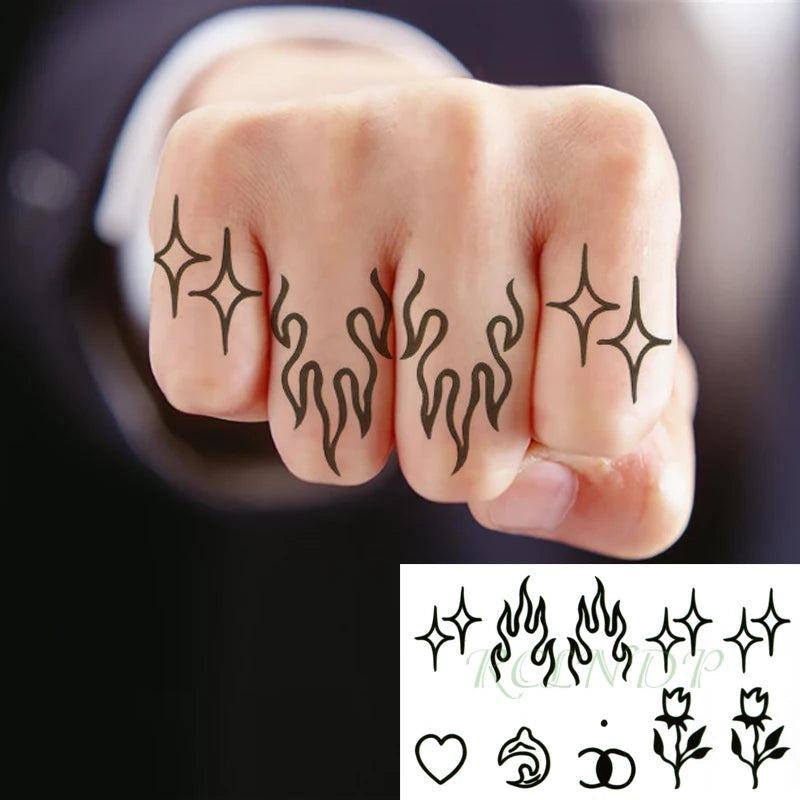 Waterproof Temporary Tattoo Sticker Flame Love Heart Flower Star Element Body Art Fake Tatto Flash Tatoo for Men Women